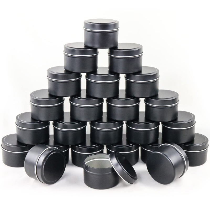 EricX Light Candle Tin 24 Piece 4 oz for Candle Making Black