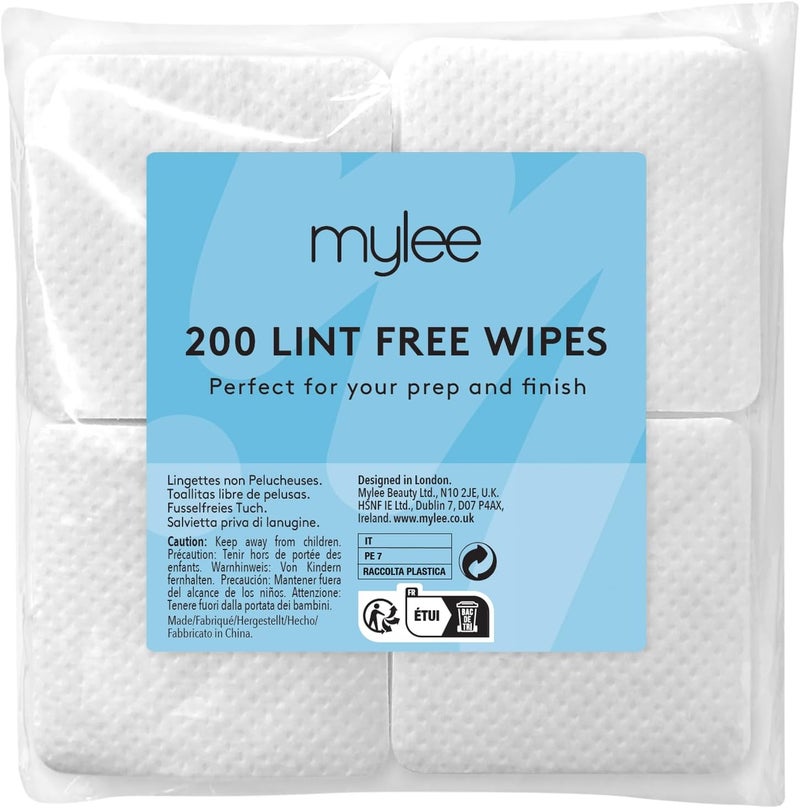Mylee LintFree Nail Wipes 200pcs Gel Removal Soft Pads for Manicure and Pedicure Absorbent Remover Wipes Prep Clean Finish Gel Nail Polish Salon Essential for Professional Home Use