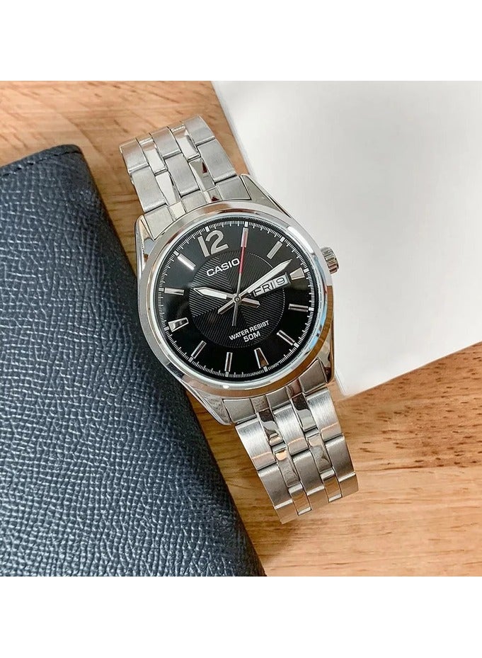 CASIO ساعة كاسيو فضية من الفولاذ المقاوم للصدأ للرجال MTP-1335D-1AVDF - Image 1