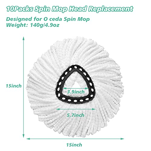 XHMAXE 10 PCS Spin Mop Replacement Head,100% Microfiber Mop Heads Replacements with Triangle Spin Mop Head, 360 Degree Round Spin Mop Replacement Head for Easy House Cleaning Floor Mopping - Image 2