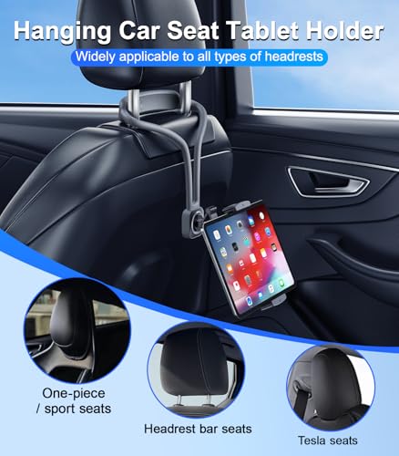 DICMKY Car iPad Tablet Holder Back Seat Accessories for TeslaSportBucketPerformance Seats Rear Headrest Tablet Hanger Mount for KidsAdults Road Trip Essentials with Car TVEntertainment Gadgets - Image 3