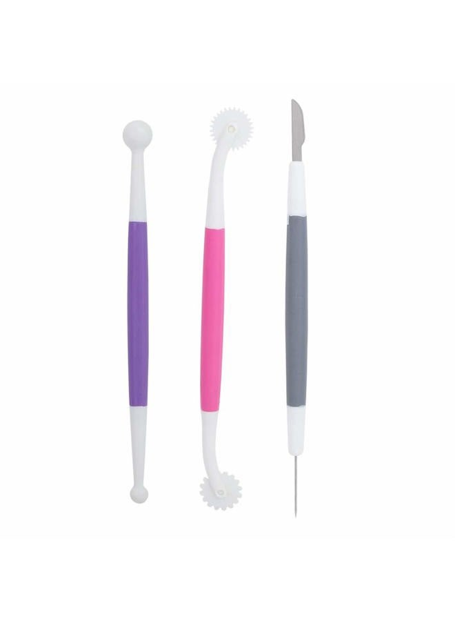 TOPINCN 3pcs / set Fondant Cake Decorating Tools, Icing Modelling Tool Fondant and Gum Paste Starter Tools Pastry Baking Bakeware - Image 1