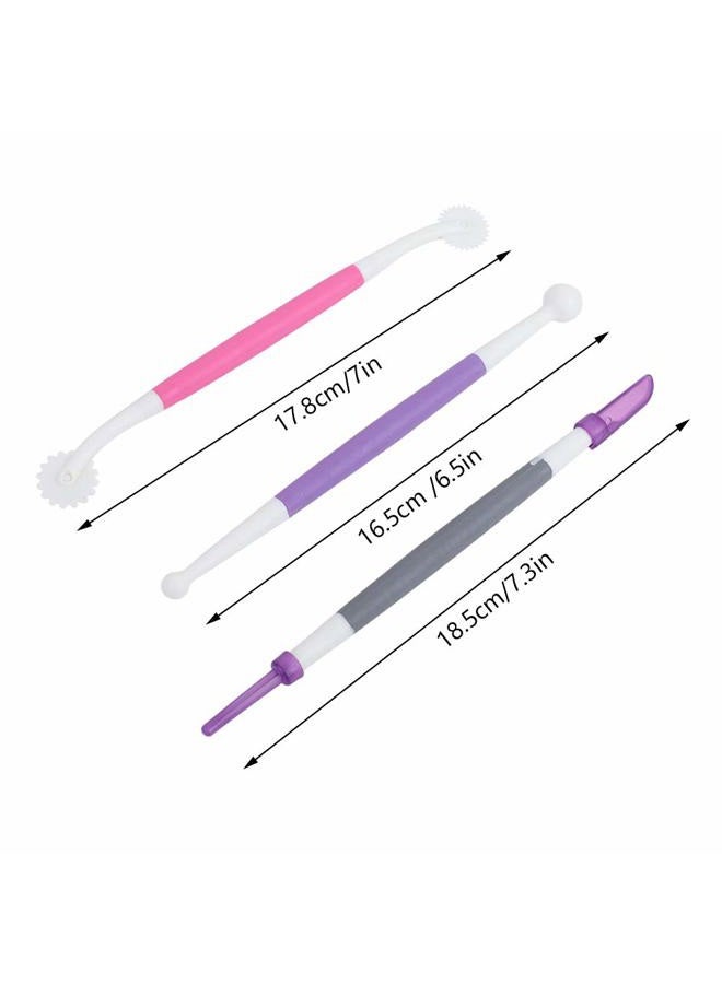 TOPINCN 3pcs / set Fondant Cake Decorating Tools, Icing Modelling Tool Fondant and Gum Paste Starter Tools Pastry Baking Bakeware - Image 2
