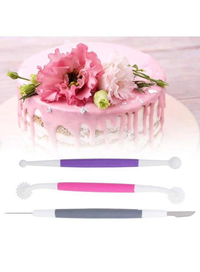 TOPINCN 3pcs / set Fondant Cake Decorating Tools, Icing Modelling Tool Fondant and Gum Paste Starter Tools Pastry Baking Bakeware - Image 4