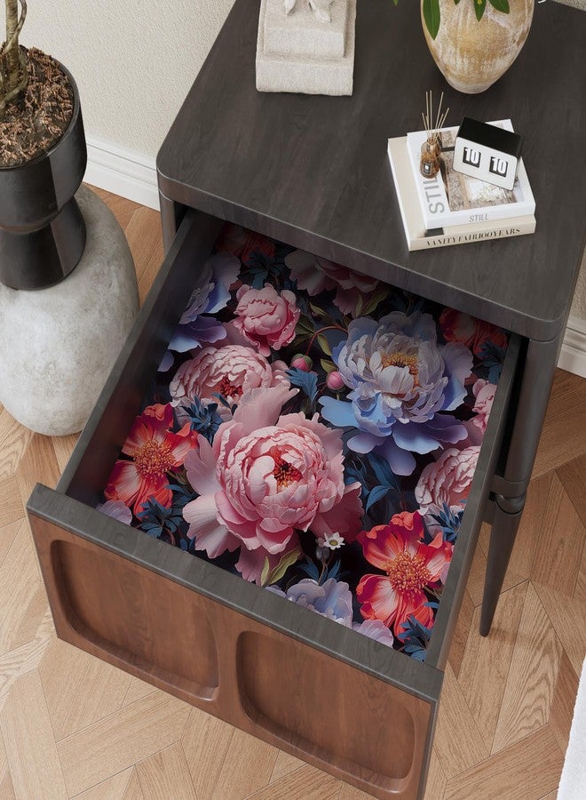 CRE8TIVE Pink Blue Peonies Floral Wallpaper Vintage Dark Floral Peel and Stick Wallpaper for Bedroom Bathroom 12"x118" Self Adhesive Removable Vinyl Floral Contact Paper for Cabinets and Drawers Walls - Image 3