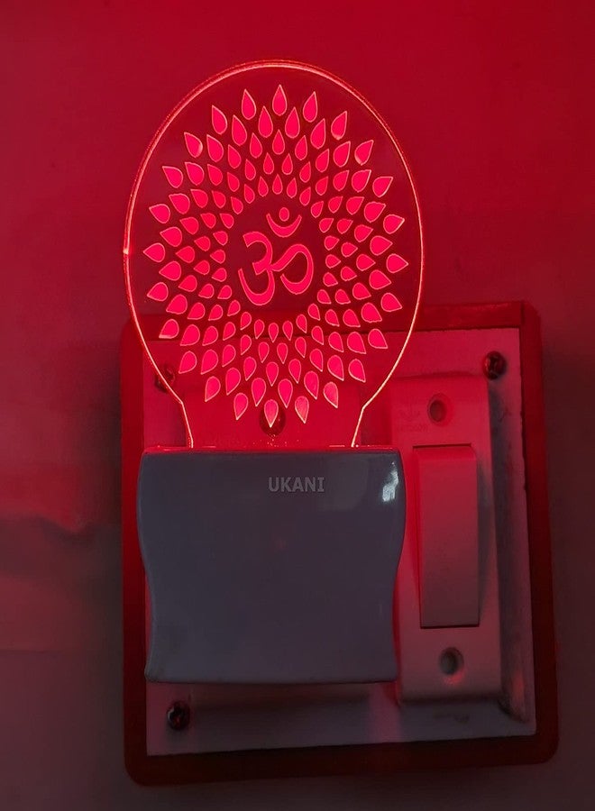 UKANI 3D Beautiful OM Night Lamp Comes with 7 Multicolor and 3D Illusion Design Suitable in Living Room, Lobby for Positive Energy (Size 3 Inch) - Image 2