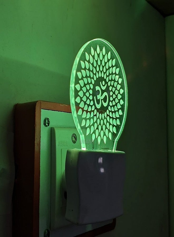 UKANI 3D Beautiful OM Night Lamp Comes with 7 Multicolor and 3D Illusion Design Suitable in Living Room, Lobby for Positive Energy (Size 3 Inch) - Image 5