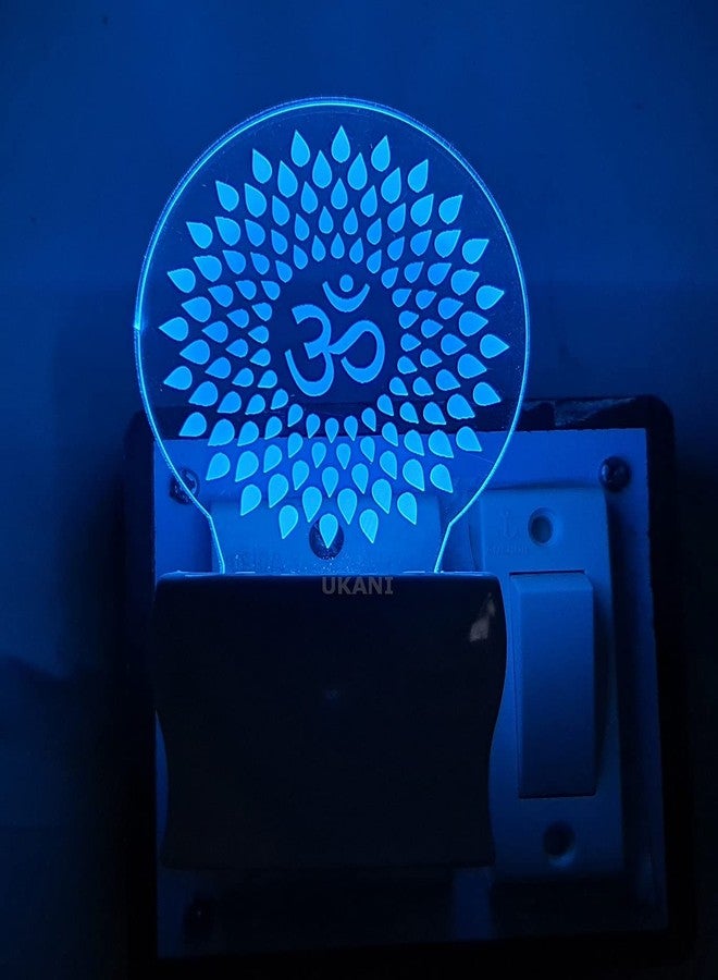 UKANI 3D Beautiful OM Night Lamp Comes with 7 Multicolor and 3D Illusion Design Suitable in Living Room, Lobby for Positive Energy (Size 3 Inch) - Image 4