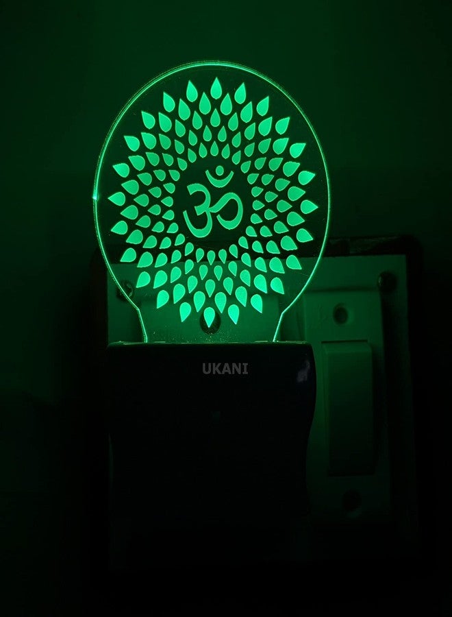 UKANI 3D Beautiful OM Night Lamp Comes with 7 Multicolor and 3D Illusion Design Suitable in Living Room, Lobby for Positive Energy (Size 3 Inch) - Image 3