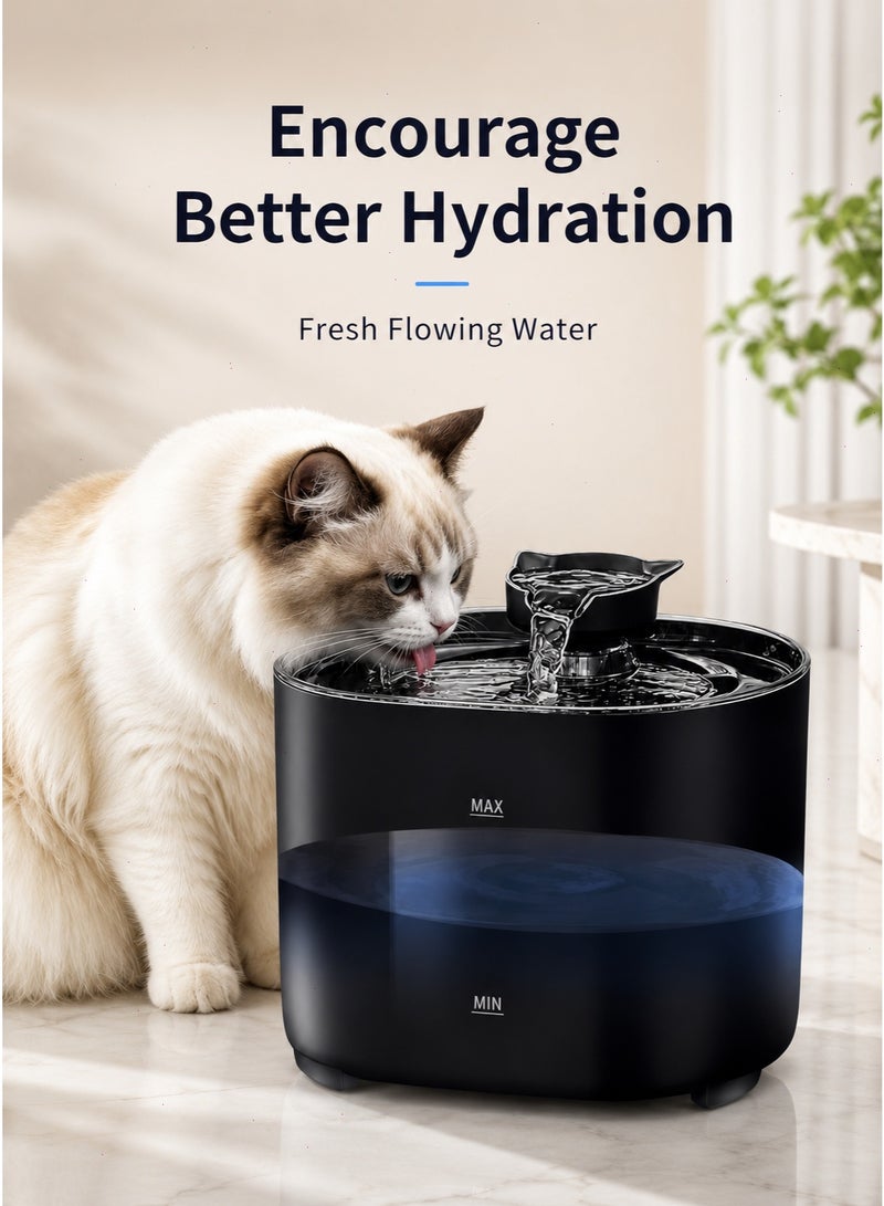 Black Automatic Cat Water Fountain, Stainless Steel Dispenser with Water Filter, Ultra Quiet Operation, Circulating Fresh Water Bowl for Healthy Drinking, Ideal for Household Pets - Image 3