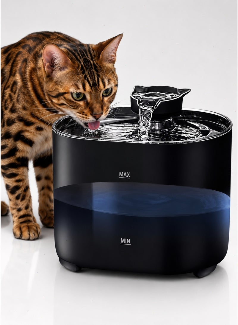 Black Automatic Cat Water Fountain, Stainless Steel Dispenser with Water Filter, Ultra Quiet Operation, Circulating Fresh Water Bowl for Healthy Drinking, Ideal for Household Pets - Image 1