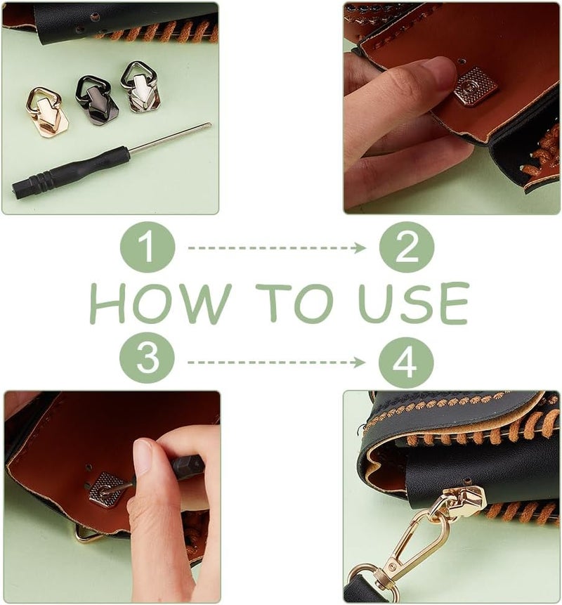 klarako 12pcs Metal Side Clip Buckles, 3 Colors Purse Suspension Clasp Handbag Chain Connector Buckles with Triangle Ring Webbing Belt Hooks Clip Lanyard Clasp DIY Bag Making Hardware Accessories - Image 3