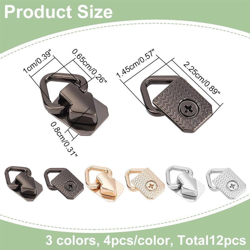 klarako 12pcs Metal Side Clip Buckles, 3 Colors Purse Suspension Clasp Handbag Chain Connector Buckles with Triangle Ring Webbing Belt Hooks Clip Lanyard Clasp DIY Bag Making Hardware Accessories - Image 2