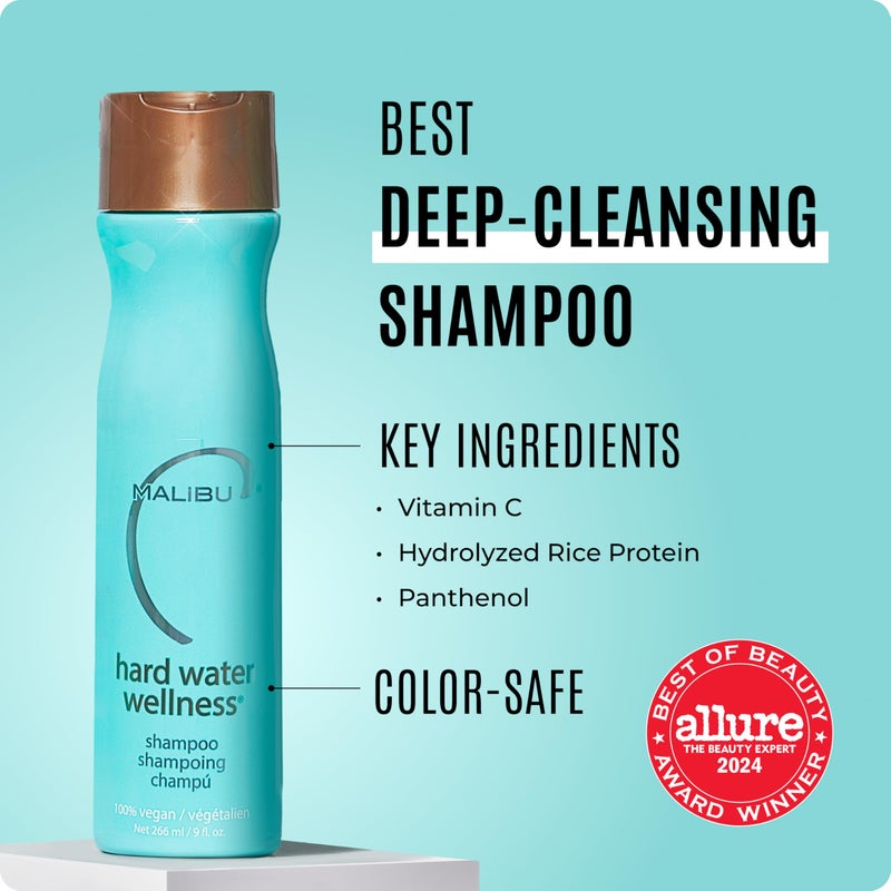 Malibu C شامبو Malibu C Hard Water Wellness - شامبو مرطب خالٍ من الكبريتات لحيوية الشعر - يحمي الشعر من عناصر المياه العسيرة + يزيل التراكمات - Image 3