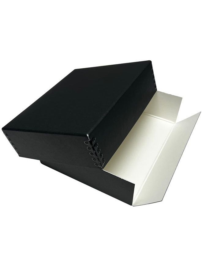 Lineco , 8x10 Museum Archival Storage Box, Drop Front Design with Metal Edge, Acid-Free, Protector for Photos, Documents, Crafts, DIY, Black 