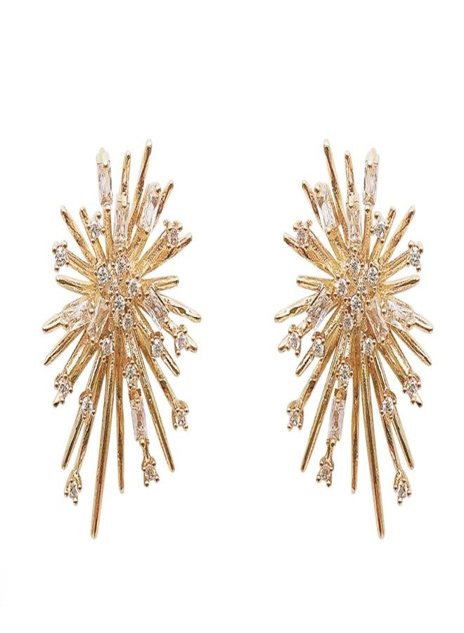 Ruvee Indian Design Earrings for Women | American Diamond & Cubic Zirconia Studded | Traditional Ethnic Earrings with Screw Back Closure (SnowCrystals) - Image 1