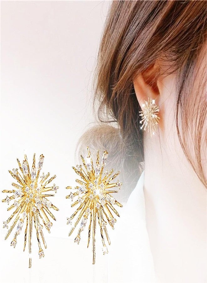 Ruvee Indian Design Earrings for Women | American Diamond & Cubic Zirconia Studded | Traditional Ethnic Earrings with Screw Back Closure (SnowCrystals) - Image 5