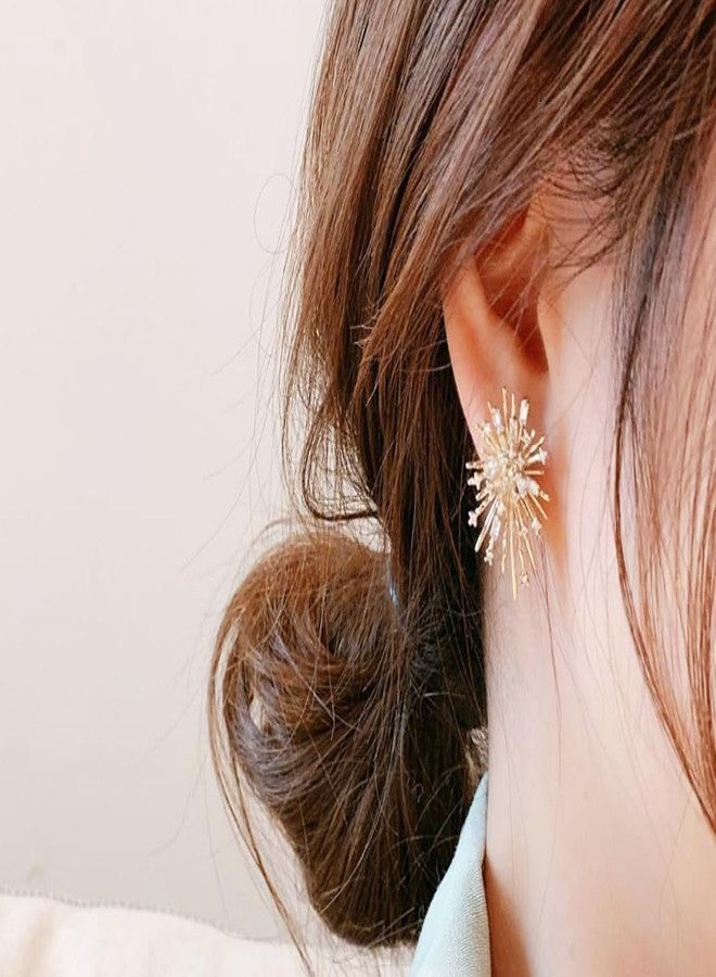 Ruvee Indian Design Earrings for Women | American Diamond & Cubic Zirconia Studded | Traditional Ethnic Earrings with Screw Back Closure (SnowCrystals) - Image 2
