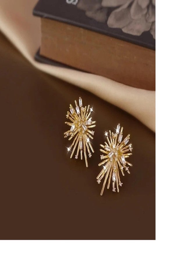 Ruvee Indian Design Earrings for Women | American Diamond & Cubic Zirconia Studded | Traditional Ethnic Earrings with Screw Back Closure (SnowCrystals) - Image 3