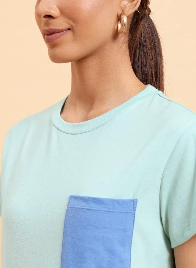 MINT STREET Mint Green Casual T-Shirt for Women