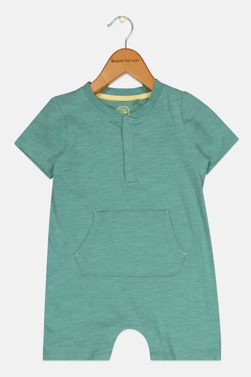 Toddlers Boy Solid Short Sleeves Romper, Green