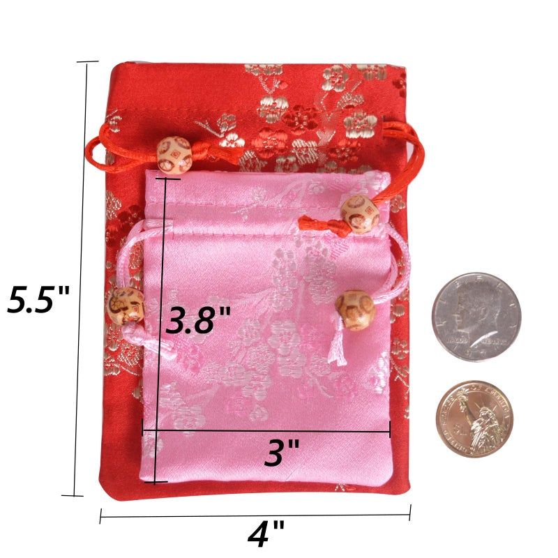 Baitaihem 14 Pcs Brocade Pounch Chinese Drawstring Jewelry Gift Bag Mixed Colors Random Pattern - Image 4