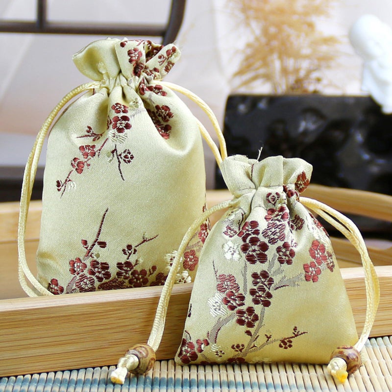 Baitaihem 14 Pcs Brocade Pounch Chinese Drawstring Jewelry Gift Bag Mixed Colors Random Pattern - Image 3