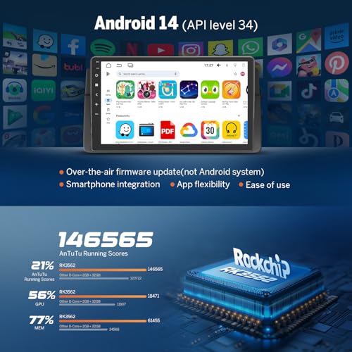 Eonon Car Stereo for BMW 3 Series 325i 330i M3 (E46) 1998-2006, Android 14 Wireless CarPlay Stereo, 9 Inch Touchscreen Android Auto Radio, Bluetooth/SWC/GPS, 3+32G - E46X7 - Image 4
