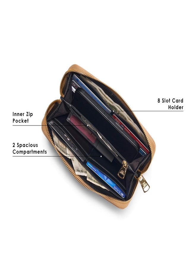 Akiki London Women's Amesbury 20 Zip Around Wallet|8 card slots|Premium Vegan Leather|Compact yet Spacious|Handy Section for Coins and Cash|Everyday Ladies Wallet - Image 5
