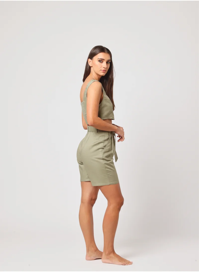 Ashita Fernandes High Rise Shorts with Belt