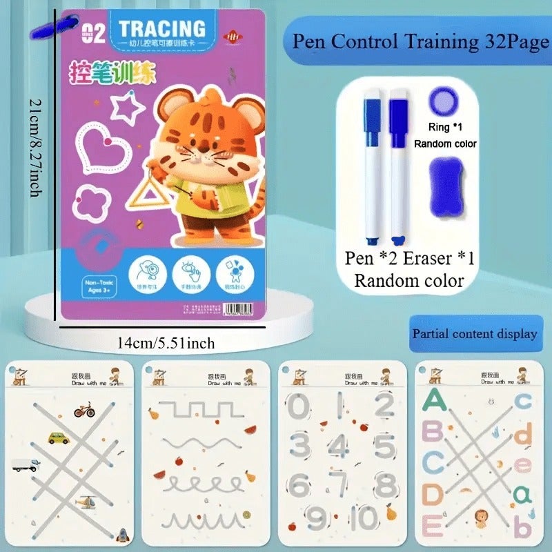 Reusable Magic Practice Notebook Set - 32 Pages for Writing, Drawing & Brain Development - Durable Paper & Binding - Image 2