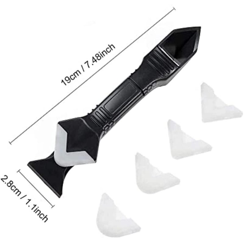 DRAWBRIDGE 3 in 1 Silicone Caulking Tool Kit, Stainless Steel Scraper Tool, Sealant Finishing Reuse and Replaceable 5 Pads, Caulk Remover Ideal for Kitchen - Image 2