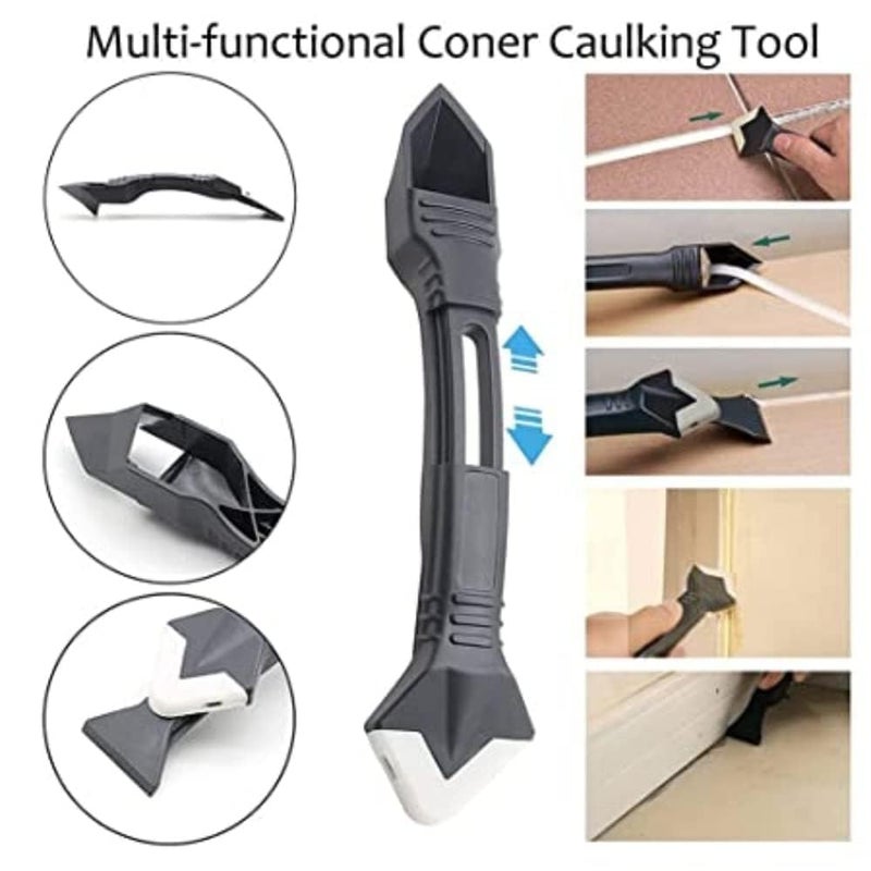 DRAWBRIDGE 3 in 1 Silicone Caulking Tool Kit, Stainless Steel Scraper Tool, Sealant Finishing Reuse and Replaceable 5 Pads, Caulk Remover Ideal for Kitchen - Image 3