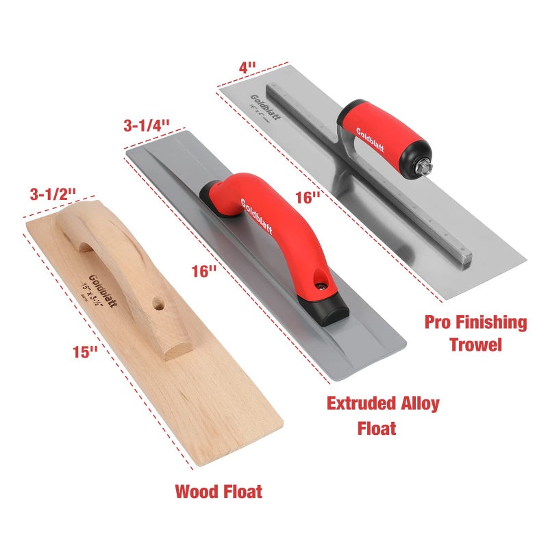 Goldblatt 8 Pieces Masonry Hand Tool Set Includes Finishing Trowel, Gauging Trowel, Groover, Edger, Extruded Alloy Float, Wood Float and Wire Twister, Organized in Tool Bag - Image 2