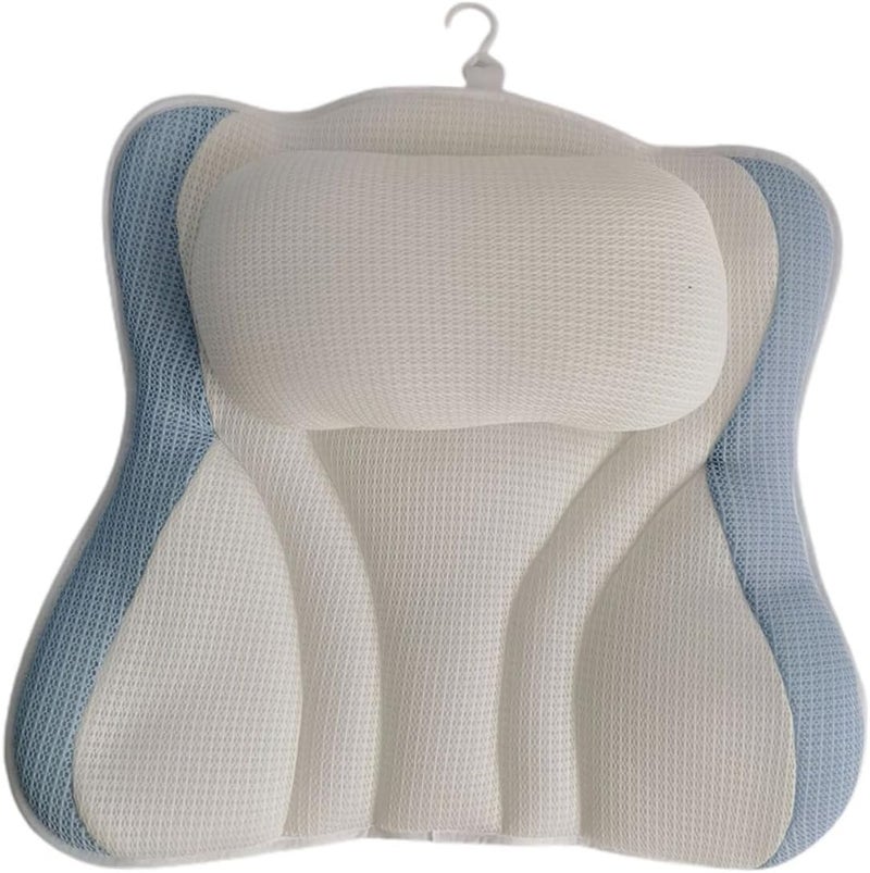 TEHAUX Bathtub Pillow with Suction Cups Spa Bath Pillow 48x42x10cm Breathable Mesh Non-Slip Bath Tub Head for Relaxing Soaking - Image 1