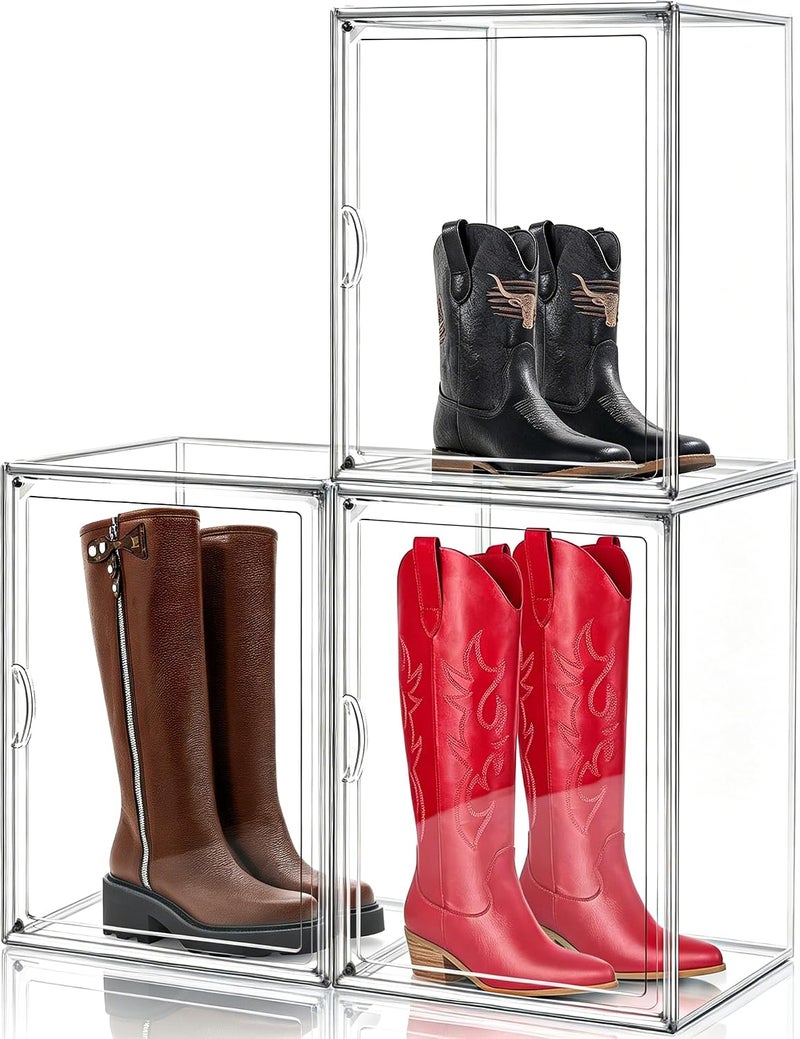 DAYOOH Clear Tall Boot Storage Box, Organizer for Ankle Boots and Booties | Fits Men/Women Shoes Size 15.Designed for ankle boots,short fashion boots.Clear stackable storage with dustproof protection. - Image 1