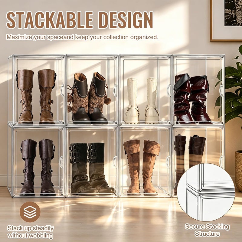 DAYOOH Clear Tall Boot Storage Box, Organizer for Ankle Boots and Booties | Fits Men/Women Shoes Size 15.Designed for ankle boots,short fashion boots.Clear stackable storage with dustproof protection. - Image 3