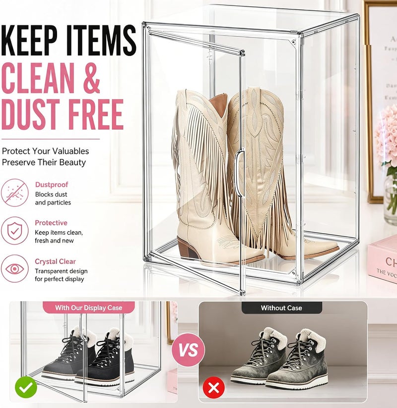 DAYOOH Clear Tall Boot Storage Box, Organizer for Ankle Boots and Booties | Fits Men/Women Shoes Size 15.Designed for ankle boots,short fashion boots.Clear stackable storage with dustproof protection. - Image 4