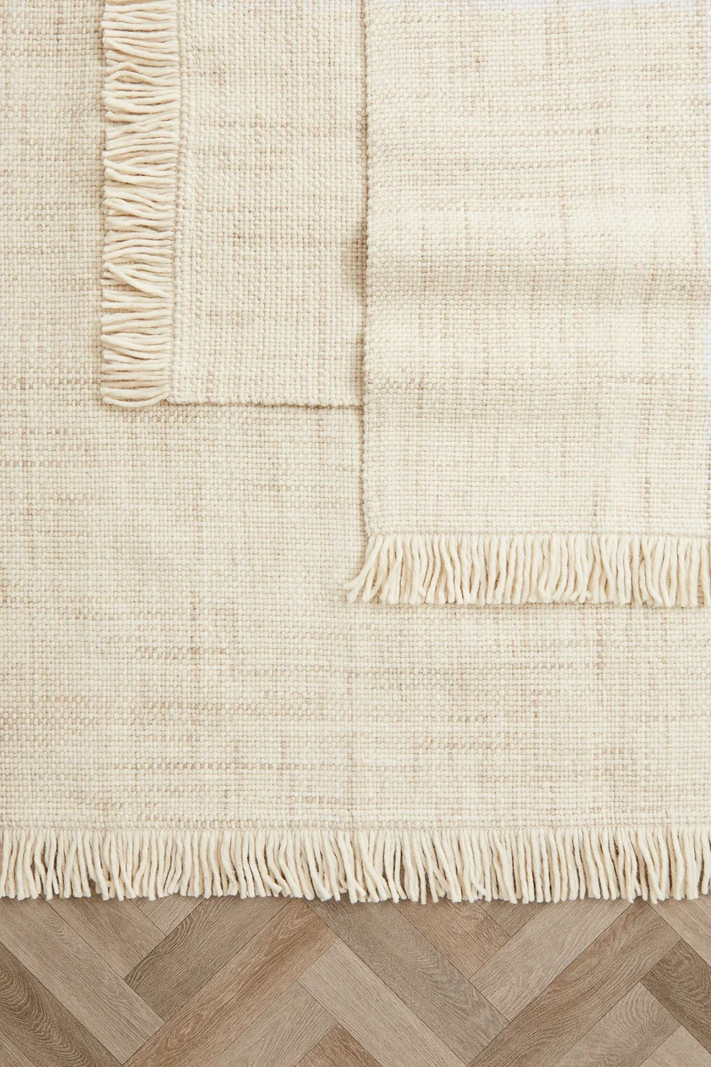 اتش اند ام Fringed Wool-Blend Rug