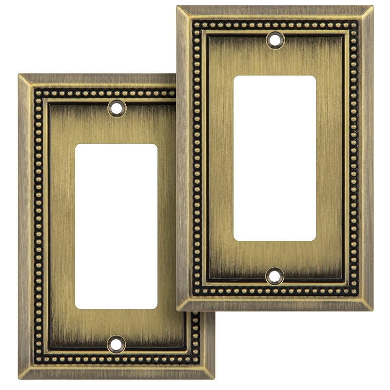Henne Bery Sunken Pearls Heavy Duty Decorative Wall Plate Switch Plate Outlet Cover (Single Decorator, 2 Pack, Antique Brass) - Image 1