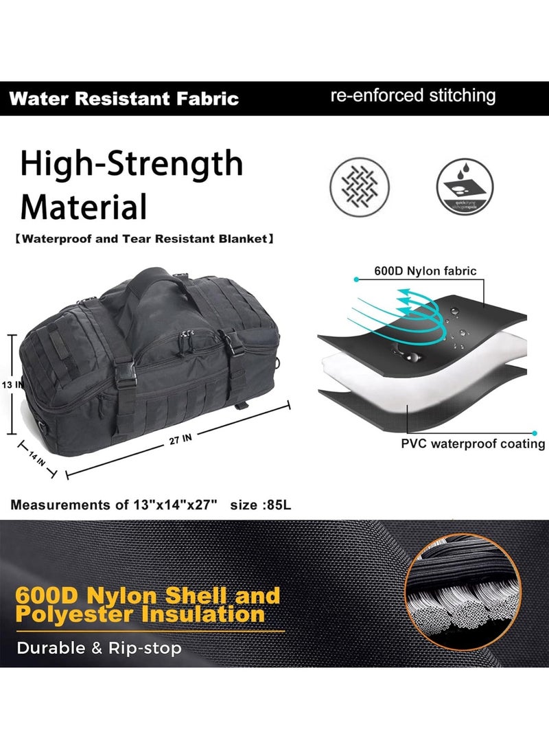80L Large Tactical Duffle Bag For Men, Travel Weekender And Gym Bag For Overnight Trips, Sports, Training And Outdoor Use, Black - Image 5