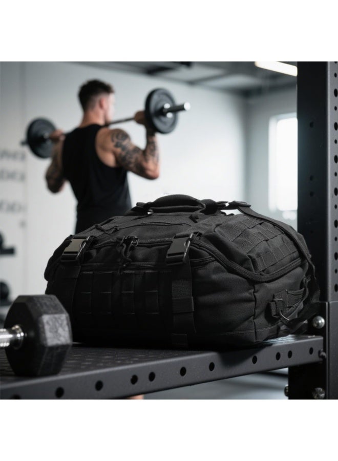 80L Large Tactical Duffle Bag For Men, Travel Weekender And Gym Bag For Overnight Trips, Sports, Training And Outdoor Use, Black - Image 2