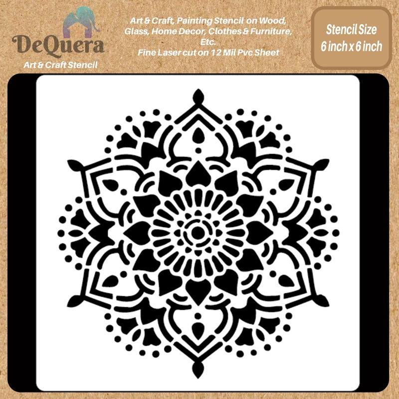 DeQuera Art Craft Stencil for Painting on Wood Funiture Wall use for Home Dcor Wardrobe Dcor Living Room Bedroom Study Room Size 6 x 6 inch D126 - Image 2