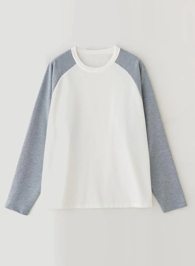 Take Two Men Color Block Long Sleeve Round Neck T-Shirt