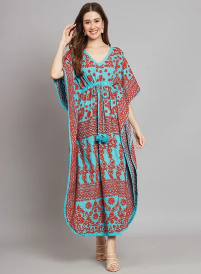 Alaya Hand Embroidered Cotton Chikan Kaftan-AL2558
