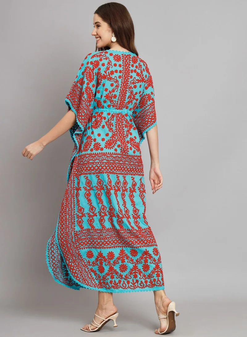 Alaya Hand Embroidered Cotton Chikan Kaftan-AL2558