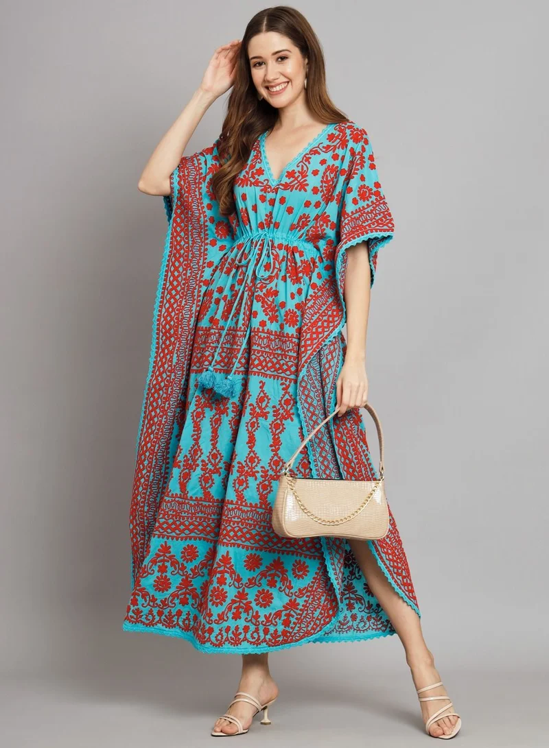 Alaya Hand Embroidered Cotton Chikan Kaftan-AL2558