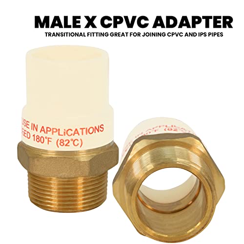 SUPPLYGIANT Supply Giant CSDQN336 Male x CPVC Adapter Transition Pipe Fitting Durable Over Molded One-Piece Design 1-1/4 in. lead-free Brass - Image 2