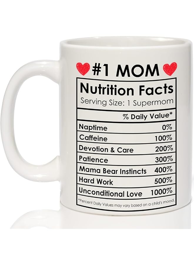 Mom Birthday Gifts from Daughter Son - #1 Mom Coffee Mug Birthday Gifts for Moms Grandma – White, 11oz