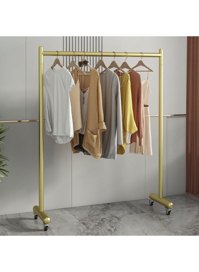 Internet Celebrant Clothes Hanger Floor Vertical Hanger Indoor Student Dormitory Bedroom Clothing Display Rack Gantry Clothes Hanging Rod-Color:Nano Gold_length 150 Height 187 With 2.0 Wheels  - Image 1